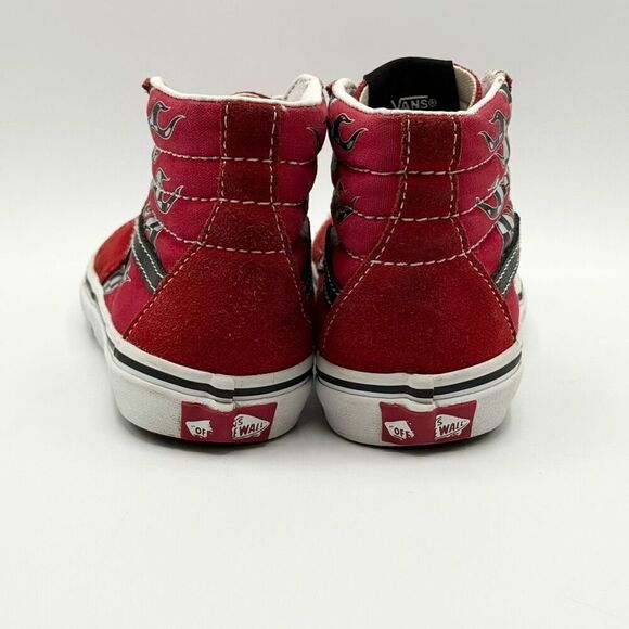 Vans AK8-HI Red Flame Hi Top Lace Up Sneakers - Big Kid US 2.5 - Picture 4 of 10